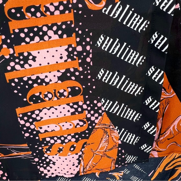 Weekday Sublime Bowe Blouse Small Abstract Print Billowing Sleeve Flowy Colorful - Picture 13 of 16